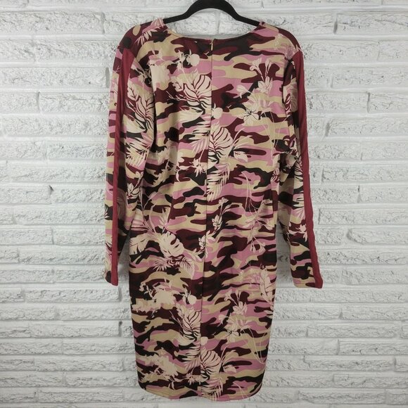 Angela Plus Women Dress 3XL Plus Shift Long Sleeve Career Office Burgundy FLO81E - Picture 7 of 10